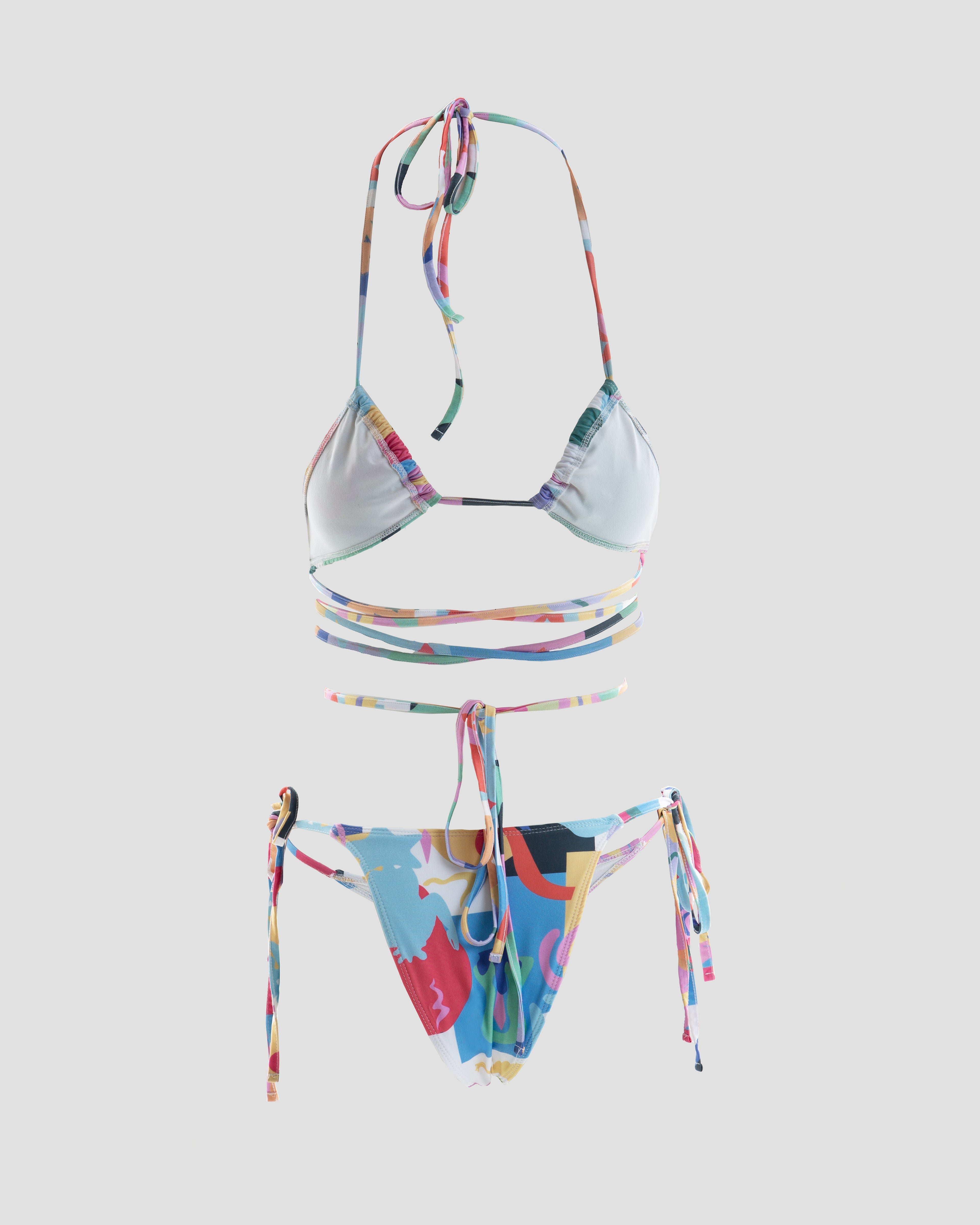 Teeny Tie Bikini Top with Graphic Print in Multicolour